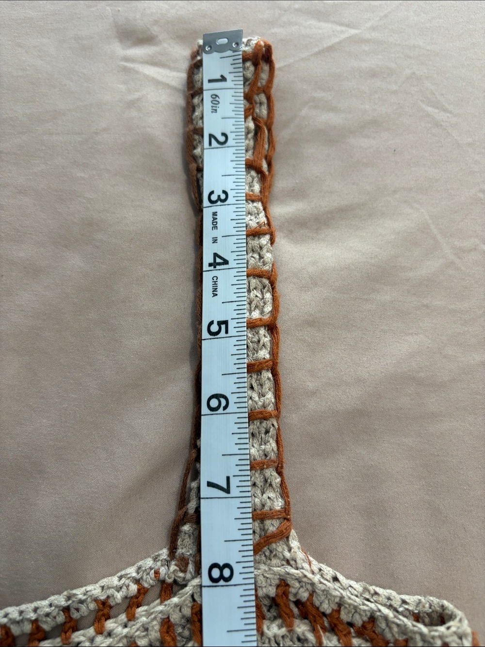 Zara Knit Brown & Cream Striped Crochet Cropped Tank - Picture 10 of 10